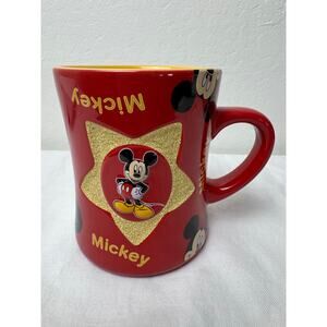 Mickey Mouse Disney Parks Red gold Glitter Star Mug